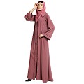 Front open abaya with piping work- Puce Pink Front open abaya with piping work- Puce Pink